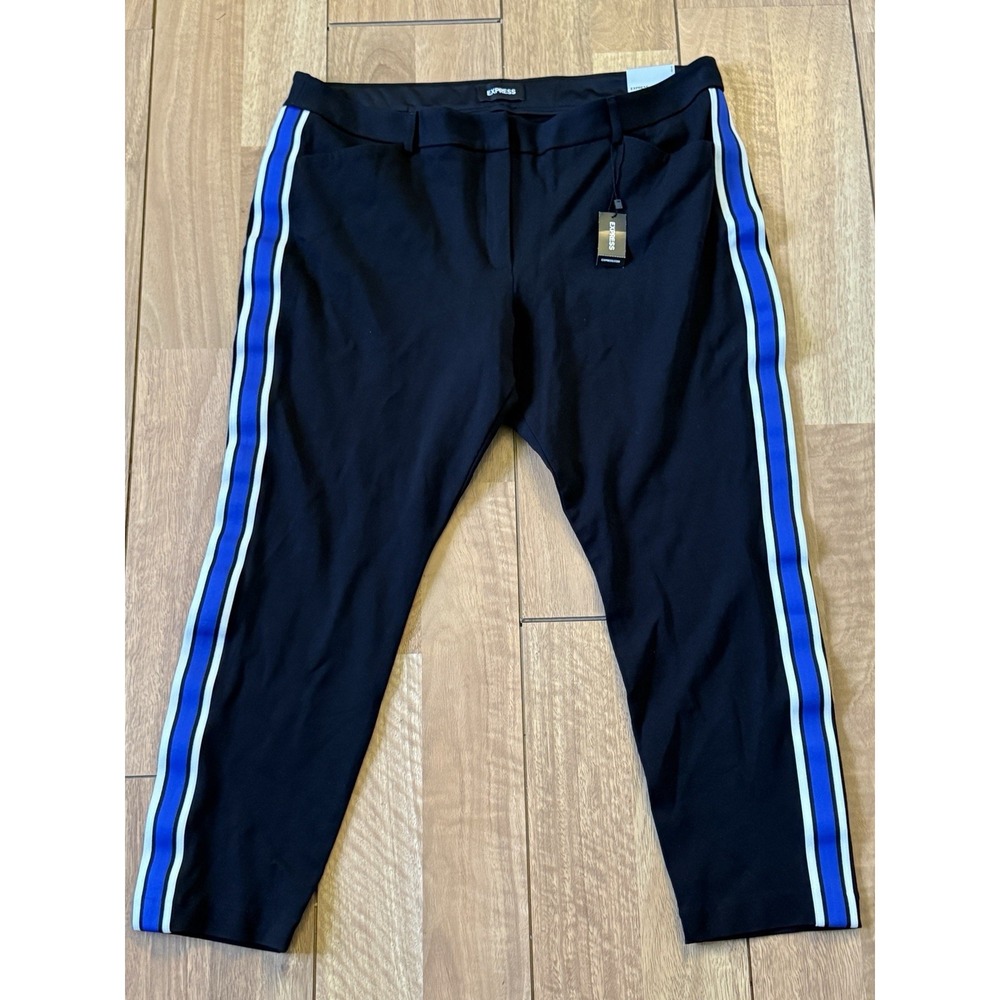 Women's Express Skinny Mid Rise Stretch Pants Black/Blue Size 18R/18R